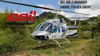 BELL LONG RANGER 206L3 STARTUP AND TAKEOFF // BELL 206L3 LANDING // HELIAV Bell 206 L3 HK-3039