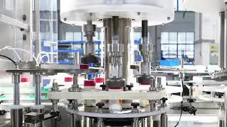 Automatic rotary bottle powder press-on screw capping capper machine, 2 in 1 monoblock.