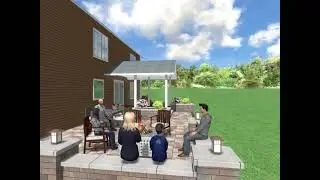 Uvision patio w/ pillars and seat walls.