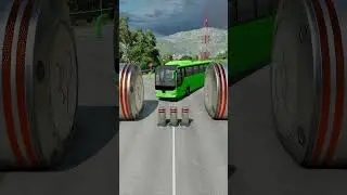 Long City Buses & Cement Truck vs Hydraulic Crush - BeamNG.drive #shorts #beamngdrive #bus