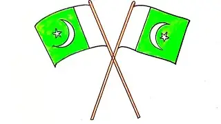 Independence Day Drawing Easy Steps || Independence Day Drawing for Kids || Pakistan Flag Drawing