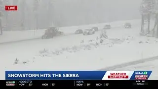 California storm coverage | Snow plows clear out Sierra roads | 8 a.m. February 16, 2026