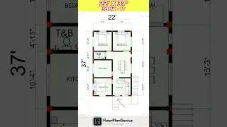 22 by 37 house plan map, 22 x 37 , 22*37 3BHK House Plan #shorts #homeplan #housedesign