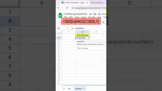 Excel SEQUENCE Formula | 1 to 1000 Numbers in One Second ⚡ #excel #tricks