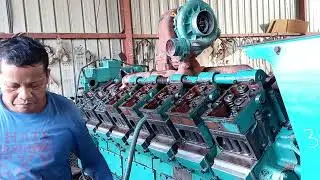 water line pipe and rocker lever hausing instolation KTA50 CUMMINS ENGINE 16 CYLINDERS