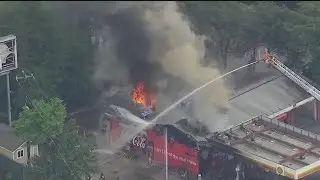 Motorcycle sparks massive fire at Shell gas station in Atlanta
