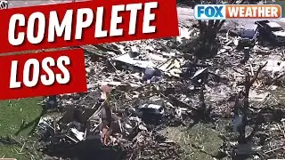 Aerial Video Shows Complete Devastation In Barnsdall, OK, Caused By Tornado