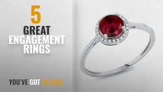 10 Best Ruby Engagement Rings [2018]: 10K White Gold Red Created Ruby and Diamond Engagement Ring