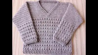How to Crochet Sweaters/Easy Boys Sweater pattern Pullover Crochet Sweater