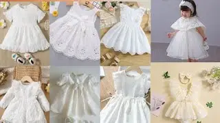 Unique Trendy Wonderful Beautiful and Stylish White Chickenkari Baby Girls Summer Frocks Ideas 2024
