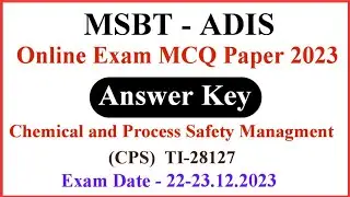 ADIS Online Exam MCQ Paper and Answer Key || Chemical and Process safety management 22-23.12.2023.
