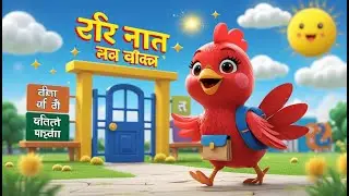 Red Hen Goes to School 🐔📚 | Fun Hindi Rhyme for Kids | Cartoon Nursery Song