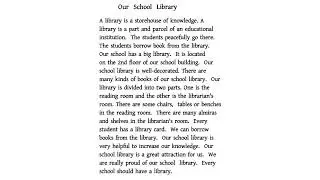 Class : Eight || English || Paragraph || Our School Library