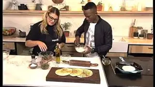 Whole wheat flatbread open sandwiches