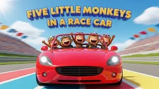 Five Little Monkeys in a Race Car 🚗🐒 | Fun Kids Cartoon & Nursery Rhyme