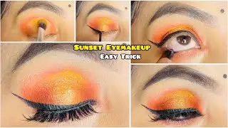 Sunset Eyemakeup Easy Tutorial || Easy Eyemakeup || Bridal Eyemakeup || Eyemakeup Hack || Eyemakeup 