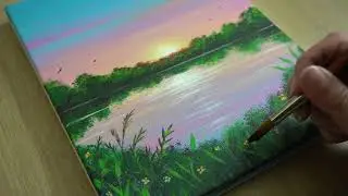 Acrylic Painting Tutorial for Beginners | Sunset Scenery