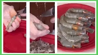 cleaning and devein shrimp with shell and head on