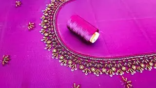 Unique trending aari blouse design very easy method / aari sleeve work 