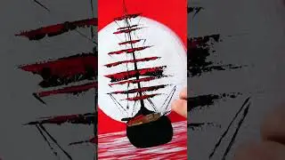 Easy Ship Painting - Masking Tape & Palette knife #artforbeginners #easyarttutorial #acrylicart