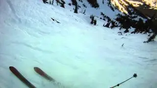 Skiing Hourglass off Silver King Peak at Crystal Mountain.