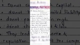 Nominal Partner | Types of Partner | B.com | M.com | commerce | shorts| punchnotes 11