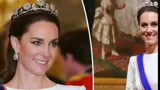 A Royal Masterclass! Catherine Dazzles in Heart Melting Tiara at State Banquet #royals #catherine