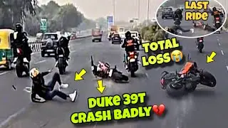 ZX6r vs Duke 39T crash 💔 !! Big crash on Sunday Ride😰