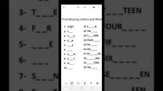 Grade 1st Maths Topic Find Missing Letters And Write