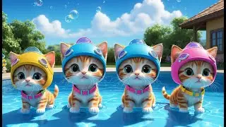 Six Silly Kittens Jumping in the Pool | Playful Kitten Splash Song | Fun Nursery Rhyme for Kids