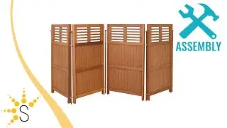 Sunnydaze Folding Outdoor Wood Privacy Screen - Panel Divider - 44-Inch Tall-LAM-683