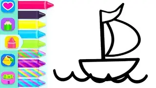 Let's Draw a Beautiful Yacht! - Step by Step Animal Drawing - Kids Drawing Games for Toddler