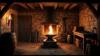 Old-Time Blacksmith Forge Fire | Medieval Workshop Ambience | 4 Hours