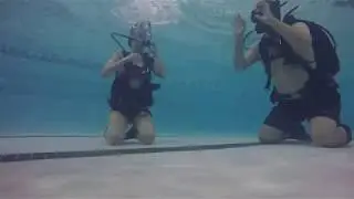 Scuba mask removal during pool training with Sink or Swim Scuba