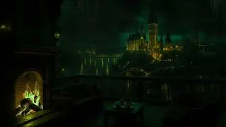 Quiet Castle Night with Rain Sounds (No Ads)🌧️🔥Warm Fire & Gentle Thunder for Sleep and Mind Healing