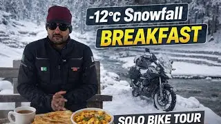 Snowfall Breakfast ❄️ | -12°C | Solo Bike Tour | Kalam Valley Pakistan