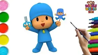 How to Draw Pocoyo and Nina 🎨 | Easy Drawing for Kids | Nursery Rhymes | Doodle World Kids