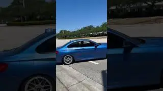 BMW leaving car meet sideways (almost crashes)