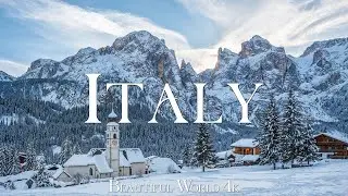 Italy 4K | Snow Covered Dolomites and Peaceful Alpine Winter Landscapes