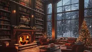 The Warm Embrace of Jazz and Crackling Fire: A Cozy Winter Library Retreat with Coffee and Snowfall