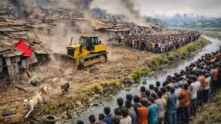 First Start Wonderful Project ! Landfill Flooded Pond By Dozer Pushing Soil With Dump Truck 5Ton