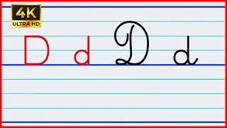 la lettre d minuscule et majuscule en &eacute;criture scripte et cursive