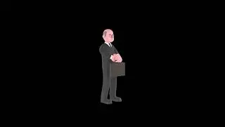 3D Cartoon Judge Turntable | Friendly Judge Holding Briefcase