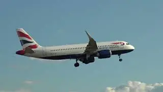 British Airways Airbus 320Neo G-TTNY Landing London Heathrow 27R