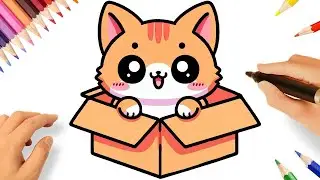 HOW TO DRAW A CUTE KAWAII CAT IN A BOX 😻📦