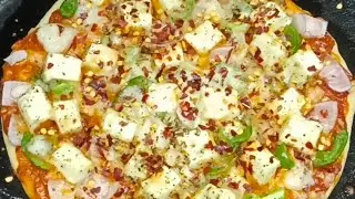 JUST 20 MIN //HOME MADE PANEER PIZZA 🍕RECIPE// HEALTHY SNACKS😋#food#snacks #pizzalover #viralvideo