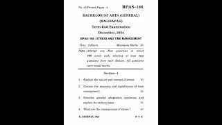 BPAS&ndash;186 Dec 2024 | IGNOU Previous Year Question Paper