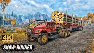 TUZ 166 Offroad Truck Towing a Logs on Mudding Road In SnowRunner Season 15 #snowrunner #truck