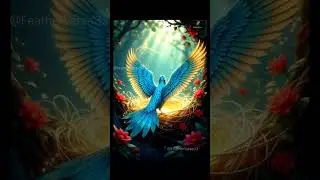 Majestic Blue Bird in Golden Nest | Fantasy Nature Art | AI Bird Animation| @ FeatherVerse33