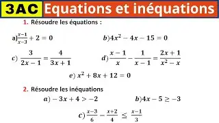 Maths biof: Equations et inéquations 3ème année collège exercices corrigés partie-8